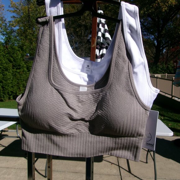 NWT 90 DEGREES BY REFLEX TAUPE&WHITE SPORTS BRAS XL - Picture 1 of 1